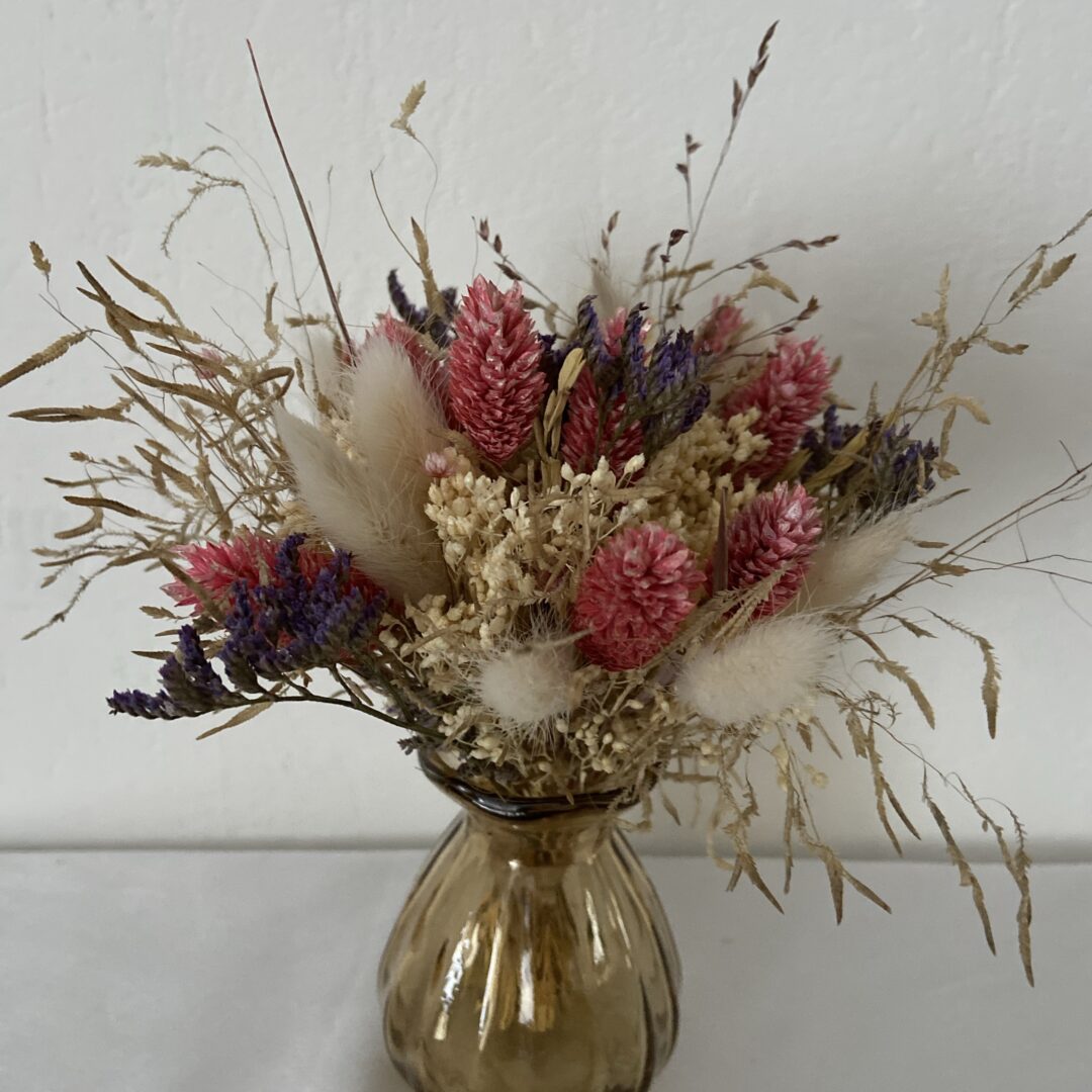 Ensemble vase beige et rose