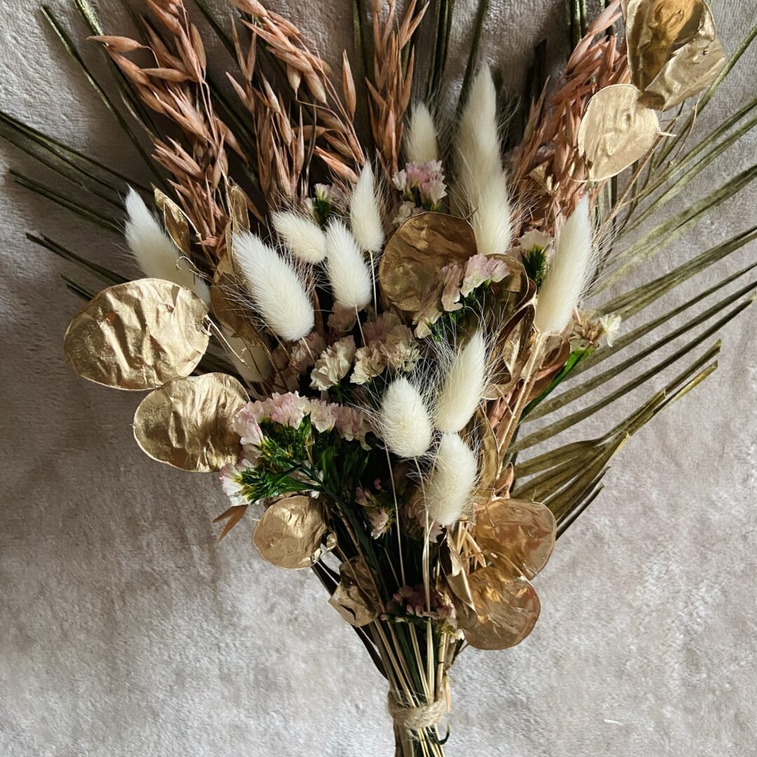 Bouquet une face rose et or